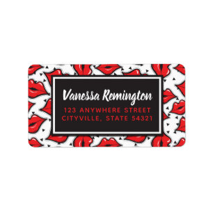 Red Lips Kiss Lipstick & Beauty Distributor Custom Adressaufkleber