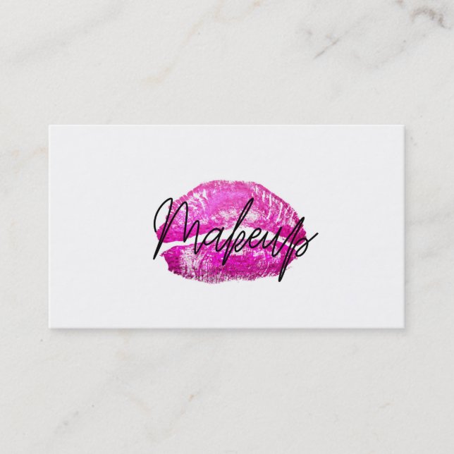 Red Lips Kiss Makeup Beauty Glam Chic White Visitenkarte (Vorderseite)