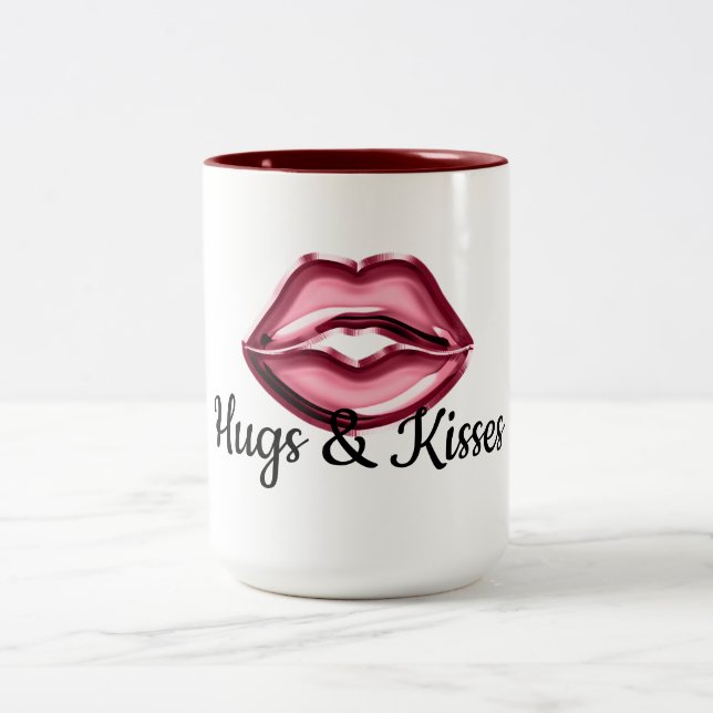 Red Lips Kiss Zweifarbige Tasse (Mittel)