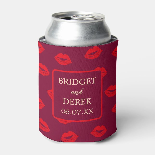 Red Lips Kisses Personalisiert Wedding Dosenkühler (Kanne Vorderseite)