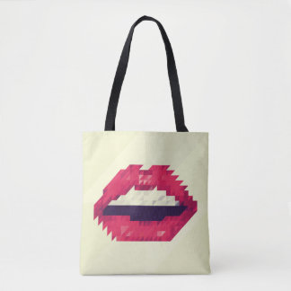 Red lips made of small triangles, pixelshipster,pi tasche