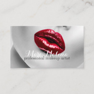 Red Lips Makeup Artist Business Card Visitenkarte