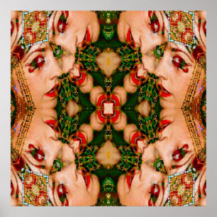 Red Lips Mandala Poster