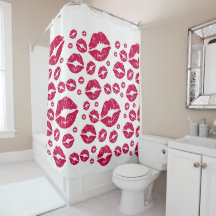 Red Lips Modern Kiss Muster Trendy White Dusche