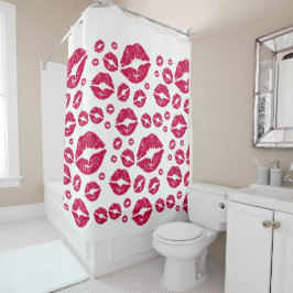 Red Lips Modern Kiss Muster Trendy White Dusche Duschvorhang