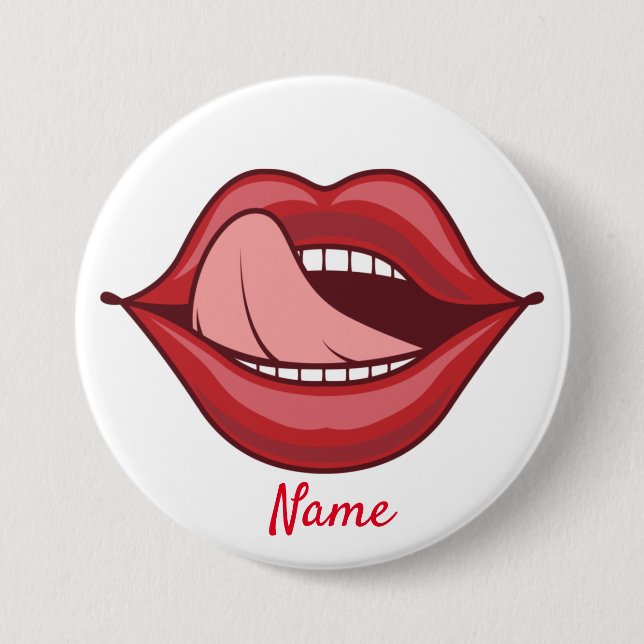 Red Lips Open Mouth Thunder_Cove Button (Vorderseite)