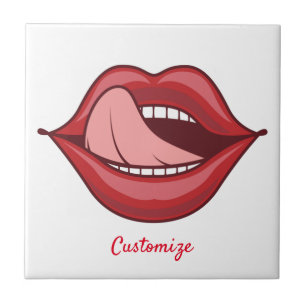 Red Lips Open Mouth Thunder_Cove Fliese