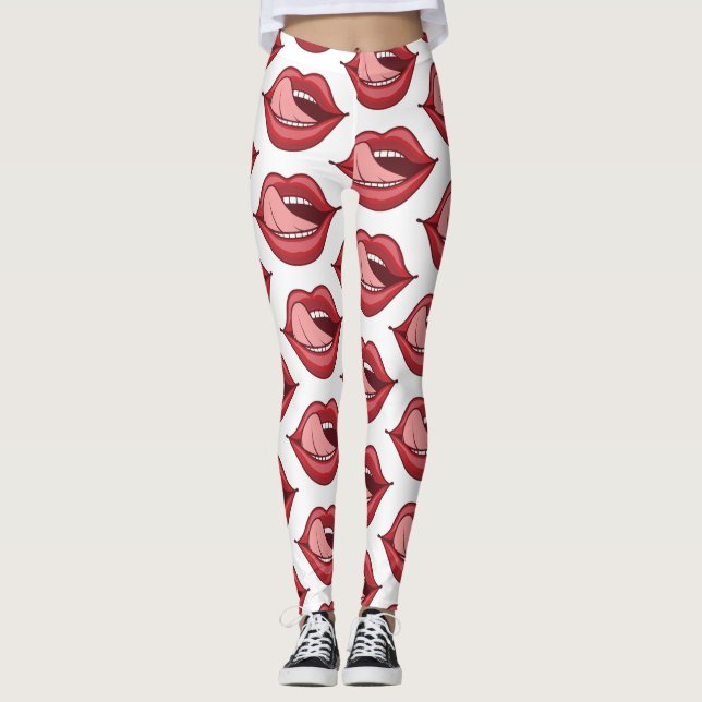 Red Lips Open Mouth Thunder_Cove Leggings (Vorderseite)