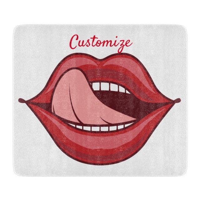 Red Lips Open Mouth Thunder_Cove  Schneidebrett (Vorderseite)