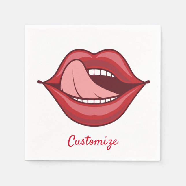 Red Lips Open Mouth Thunder_Cove Serviette (Vorderseite)