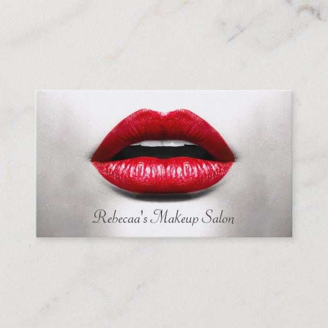 Red Lips Retro Monochrome - Makeup Artist Visitenkarte (Vorderseite)