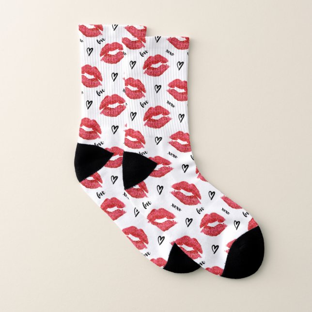 Red Lips Valentines Day Kisses (Paire)