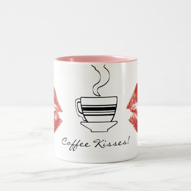 Red Lipstick Coffee Kisses Trinkbehälter Tasse (Mittel)