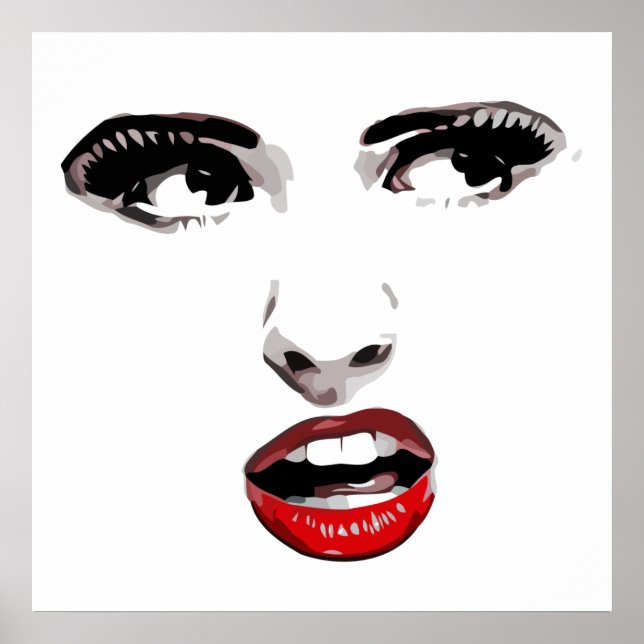 Red Lipstick Dark Mit Augen Frauenschminke Schönhe Poster (Vorne)
