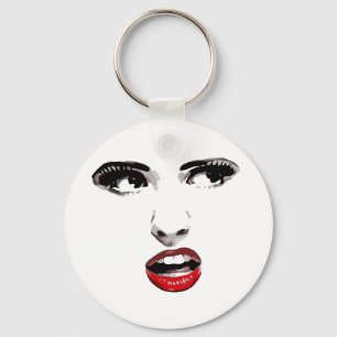 Red Lipstick Dark Mit Augen Frauenschminke Schönhe Schlüsselanhänger