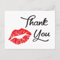 Red Lipstick Kiss Danke Postcard