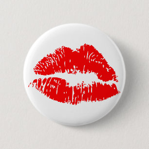 Red Lipstick Kiss Mark Button