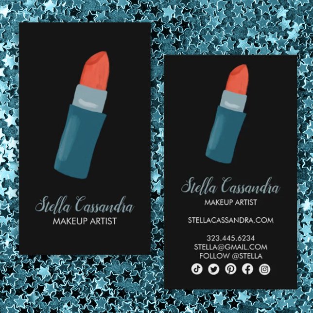 Red Lipstick Makeup Artist Beauty Salon Skincare Visitenkarte (Von Creator hochgeladen)