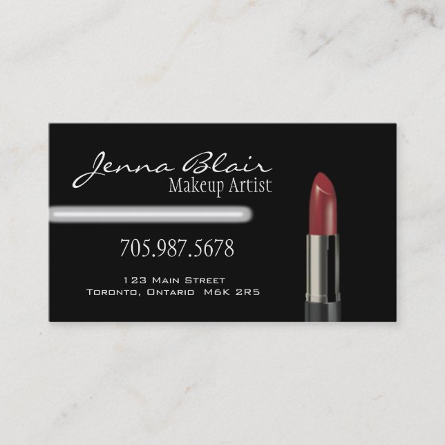 Red Lipstick Makeup Artist Business Card Visitenkarte (Vorderseite)