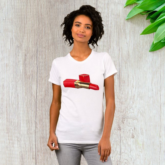 Red Lipstick Makeup Womens T - Shirt (Von Creator hochgeladen)