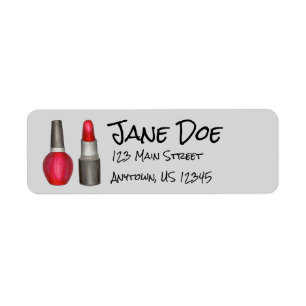 Red Lipstick Nail Polnisch Makeup Address Labels
