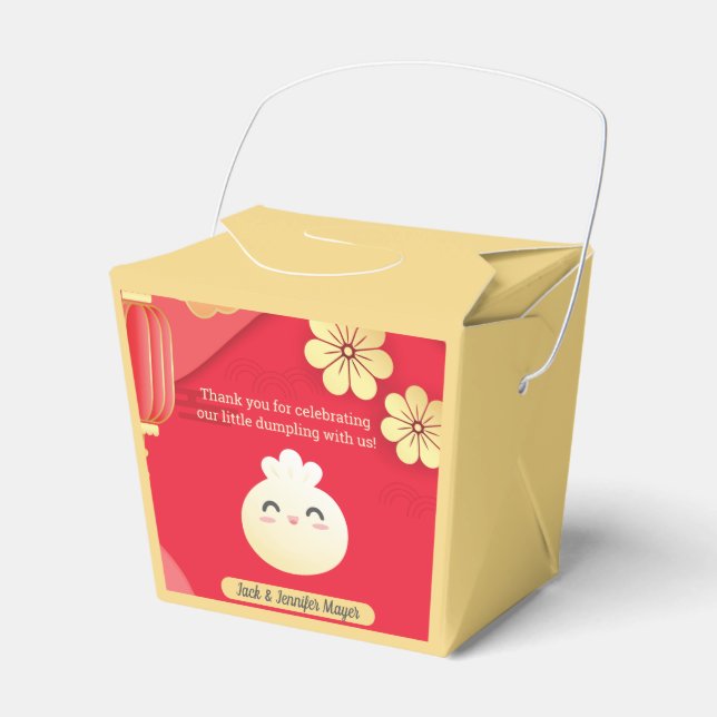 Red Little Dumpling Asian Baby Shower Fevor Box Geschenkschachtel (Vorderseite)