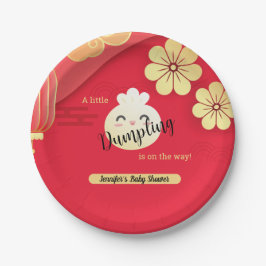 Red Little Dumpling Baby Shower Paper Plate Pappteller