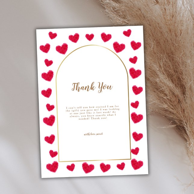 Red Little Sweetheart Arch Valentines Baby Dusche Dankeskarte (Red Little Sweetheart Arch Valentines Baby Shower Thank You Card)