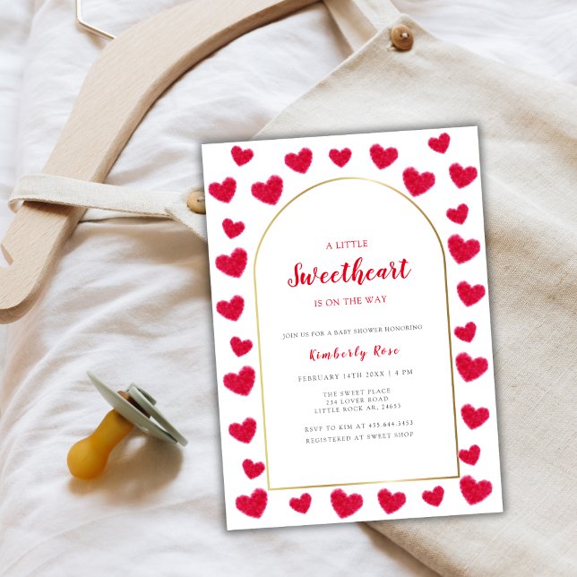 Red Little Sweetheart Arch Valentines Baby Dusche Einladung (Red Little Sweetheart Arch Valentines Baby Shower Invitation)