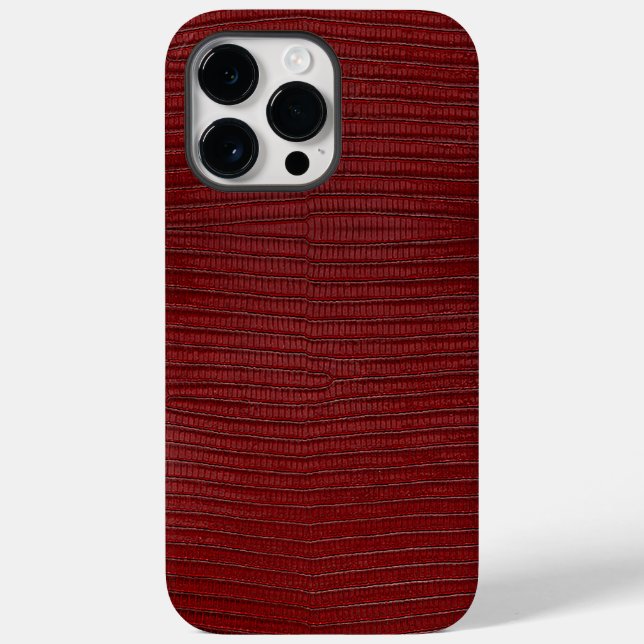Red Lizard Leather Print Case-Mate iPhone 14 Pro Max Hülle (Rückseite)