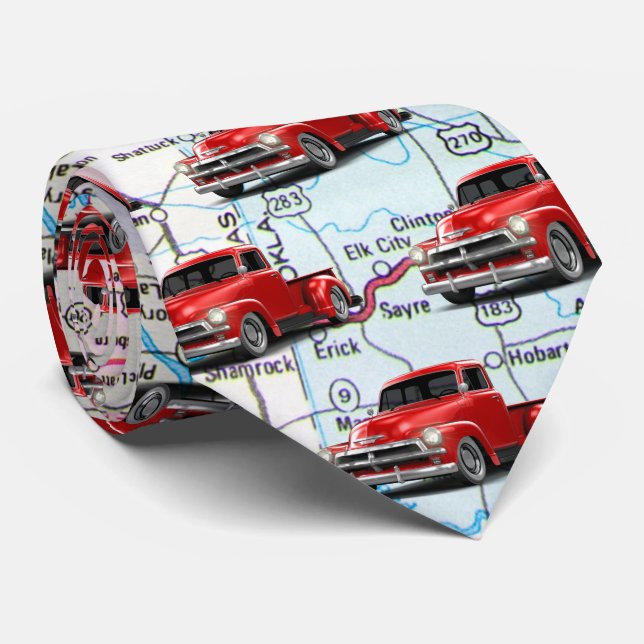 Red LKW auf Karte Krawatte (Gerollt)