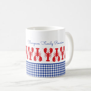 Red Lobster Blue Gingham Coastal Family Wiedersehe Kaffeetasse