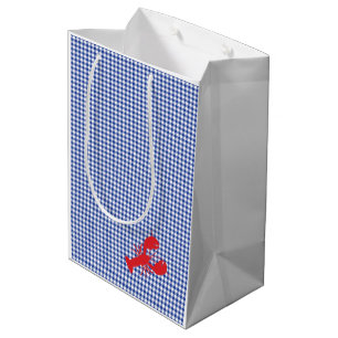 Red Lobster Blue White Gingham Designer Maine Mittlere Geschenktüte