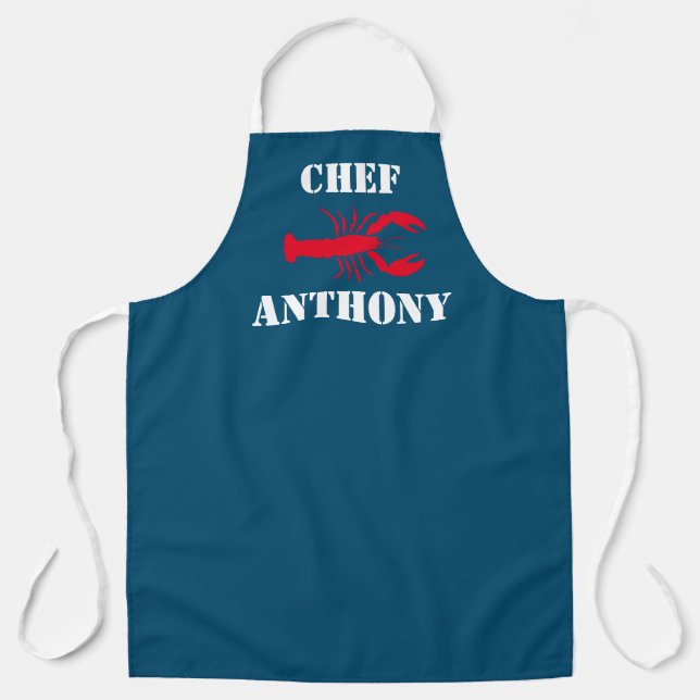 Red Lobster Navy Blue Personalisiert Men's Koch Schürze (Vorderseite)