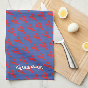 Red Lobster Pattern Coastal Beach Blue Fun Geschirrtuch