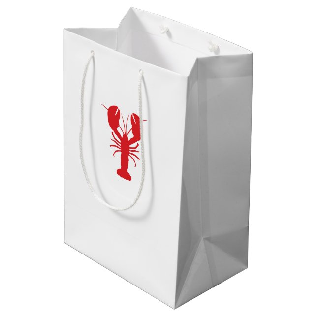 Red Lobster Preppy Coastal Maine Ocean Fun Mittlere Geschenktüte (Rückseite Schrägansicht)