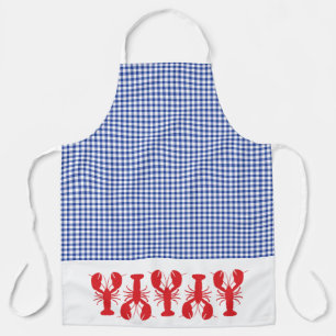 Red Lobsters Blue White Gingham Coastal Cook Grill Schürze