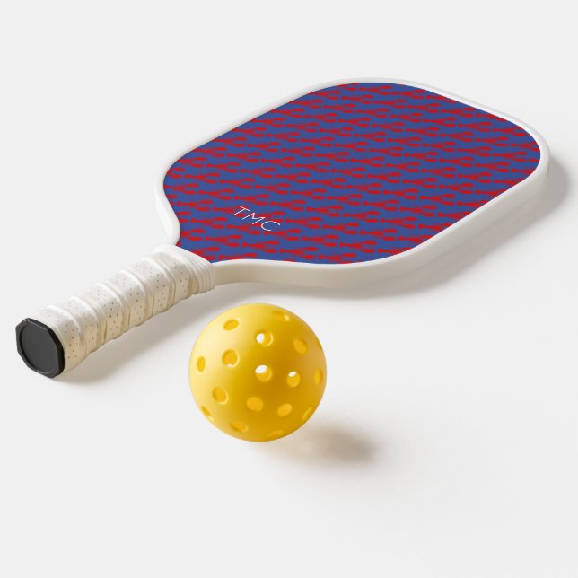 Red Lobsters Blue White Monogram Initials Pickleball Schläger (Ablage2  )