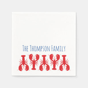 Red Lobsters Familie NAME Coastal Beach Fun Serviette