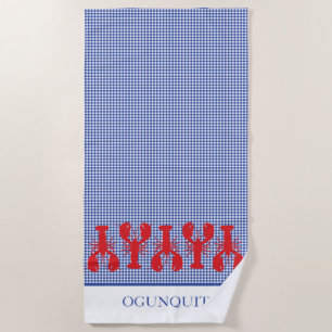 Red Lobsters Gingham Location NAME Blue White Strandtuch