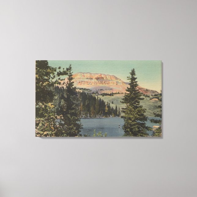 Red Lodge, MT - Aussicht auf den Bärzahnsee & Butt Leinwanddruck (Vorderseite)