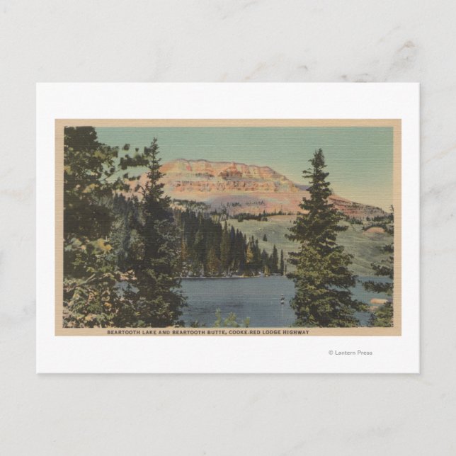 Red Lodge, MT - Aussicht auf den Bärzahnsee & Butt Postkarte (Vorderseite)