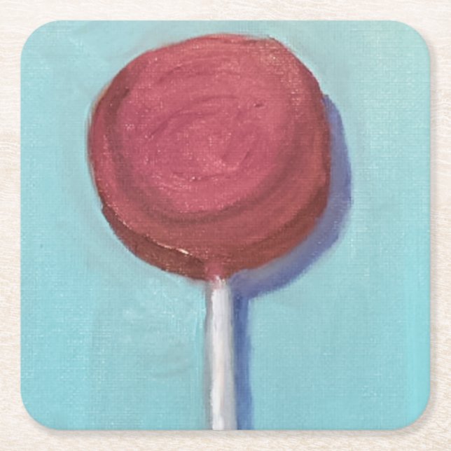 Red Lollipop Rechteckiger Pappuntersetzer (Vorderseite)