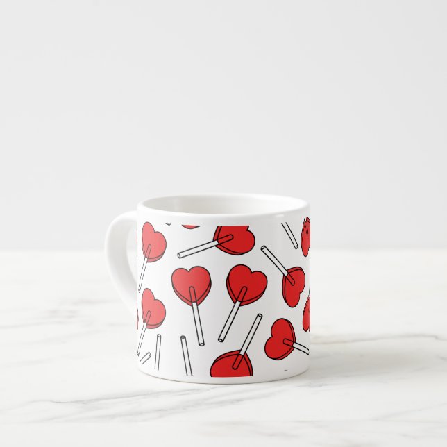 Red Lollipops, Heart Lollipops, Lollipop Pattern Espressotasse (Vorderseite Links)