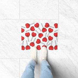 Red Lollipops, Heart Lollipops, Lollipop Pattern Fußmatte