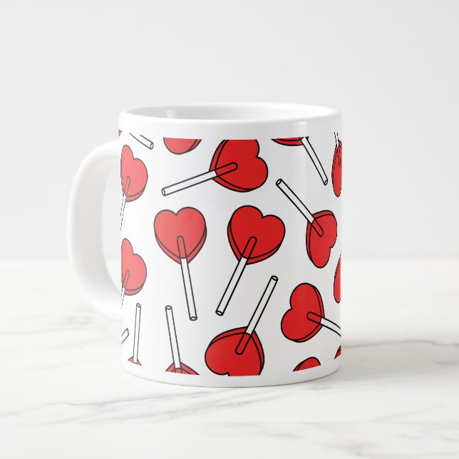 Red Lollipops, Heart Lollipops, Lollipop Pattern Jumbo-Tasse (Vorderseite Links)