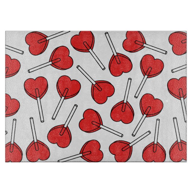 Red Lollipops, Heart Lollipops, Lollipop Pattern Schneidebrett (Vorderseite)