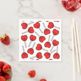 Red Lollipops, Heart Lollipops, Lollipop Pattern Serviette