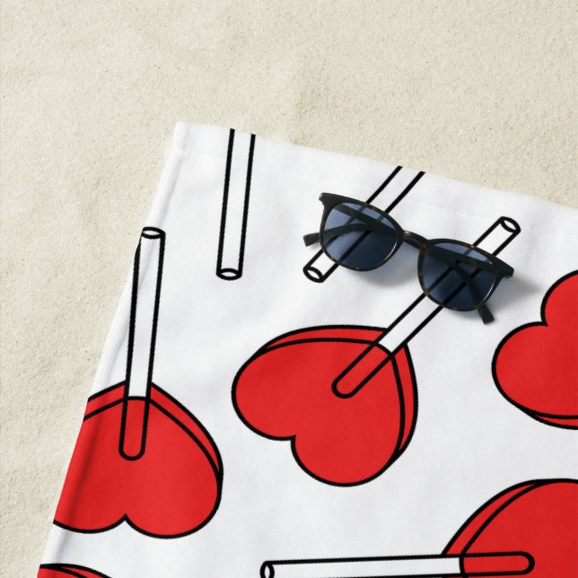 Red Lollipops, Heart Lollipops, Lollipop Pattern Strandtuch (Beispiel)