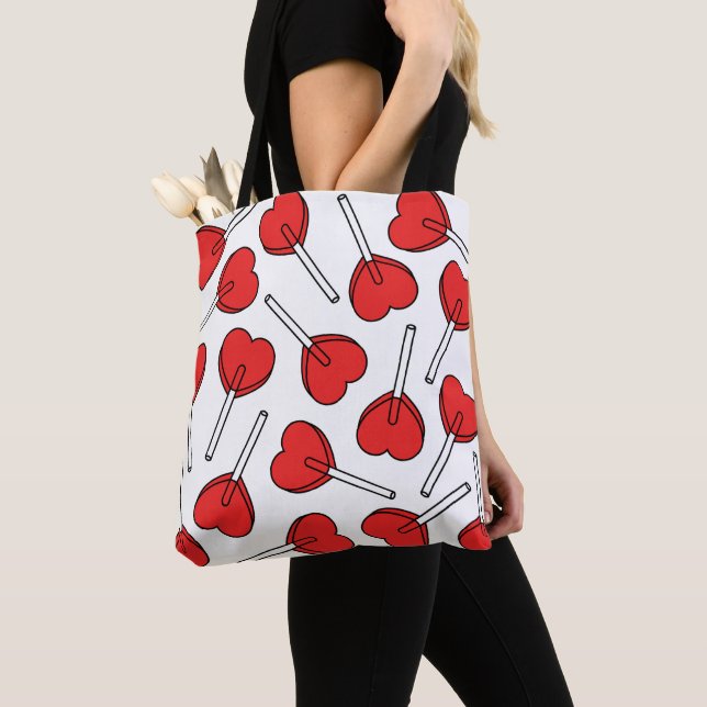 Red Lollipops, Heart Lollipops, Lollipop Pattern Tasche (Von Nahem)